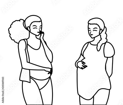 couple of beautiful pregnancy women characters