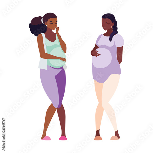 couple of afro pregnancy women characters