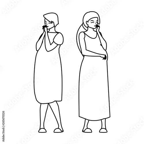 couple of beautiful pregnancy women characters