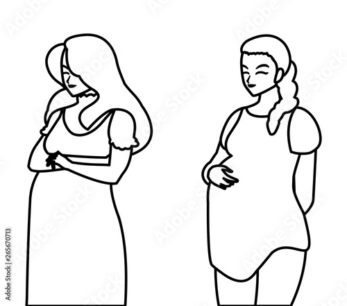 couple of beautiful pregnancy women characters