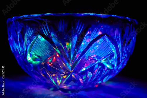 crystal vase background with colorful lights