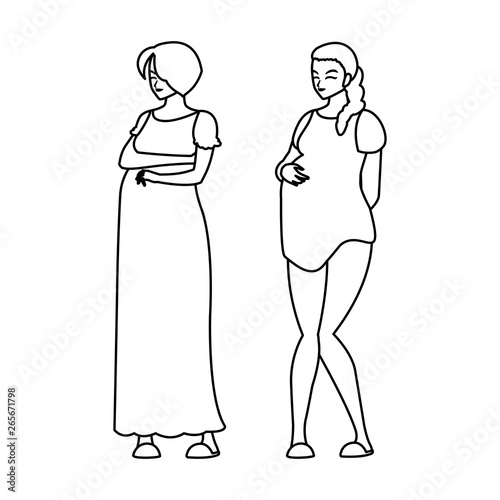 couple of beautiful pregnancy women characters
