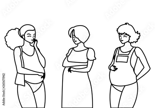 group of beautiful pregnancy women characters