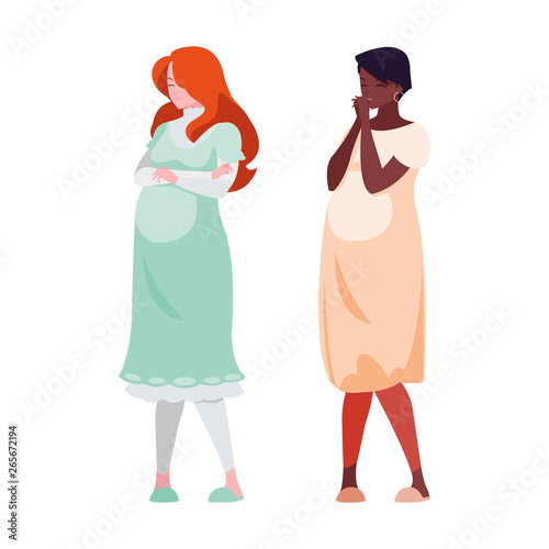 interracial couple of pregnancy women characters