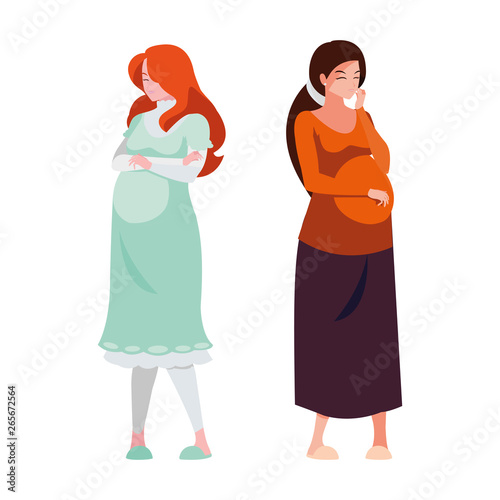 couple of beautiful pregnancy women characters