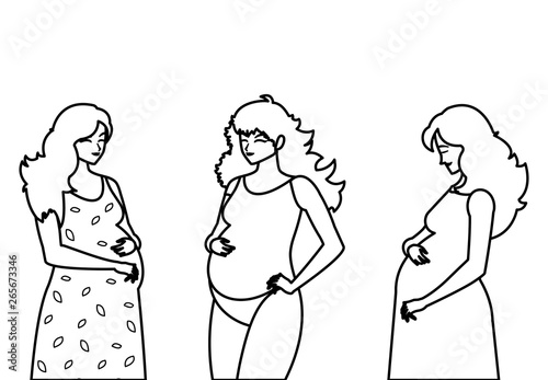 group of beautiful pregnancy women characters