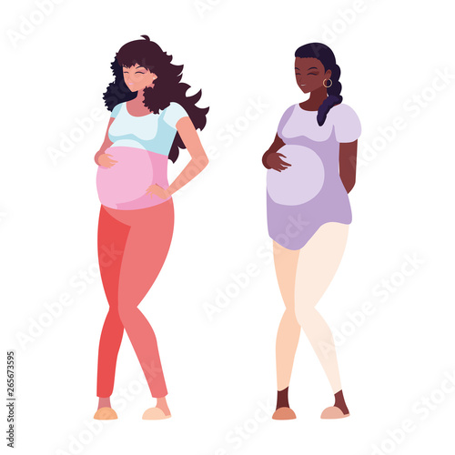 interracial couple of pregnancy women characters