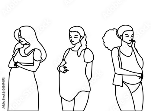 group of beautiful pregnancy women characters