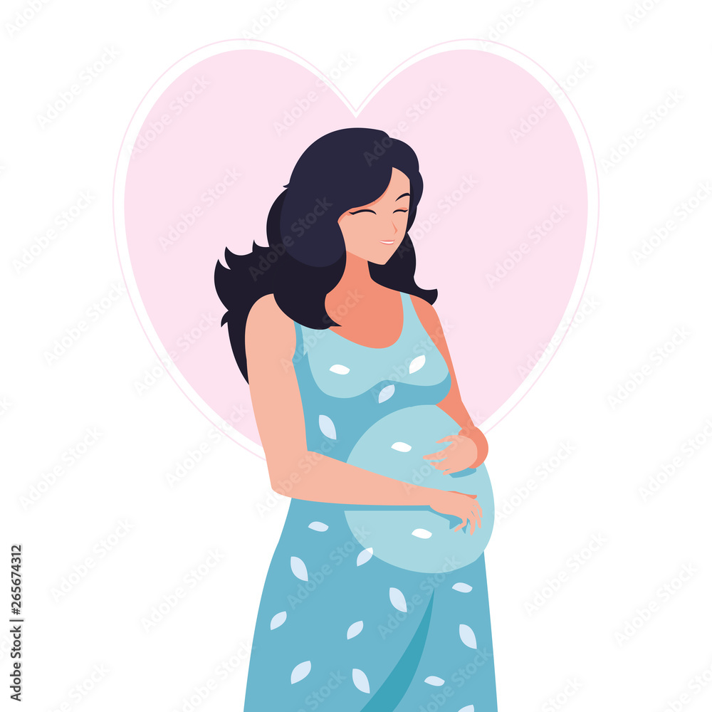 beautiful pregnancy woman in heart character beautiful pregnancy woman in heart character