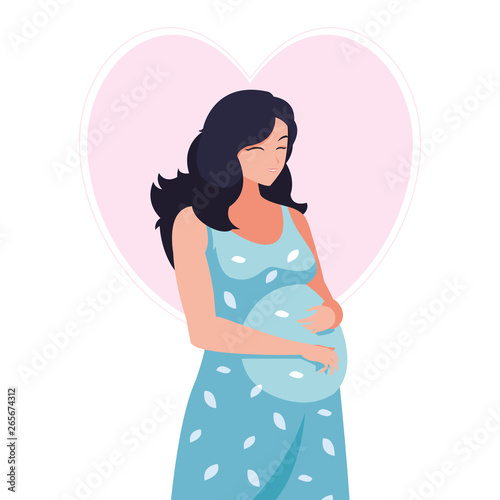 beautiful pregnancy woman in heart character