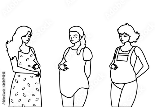 group of beautiful pregnancy women characters