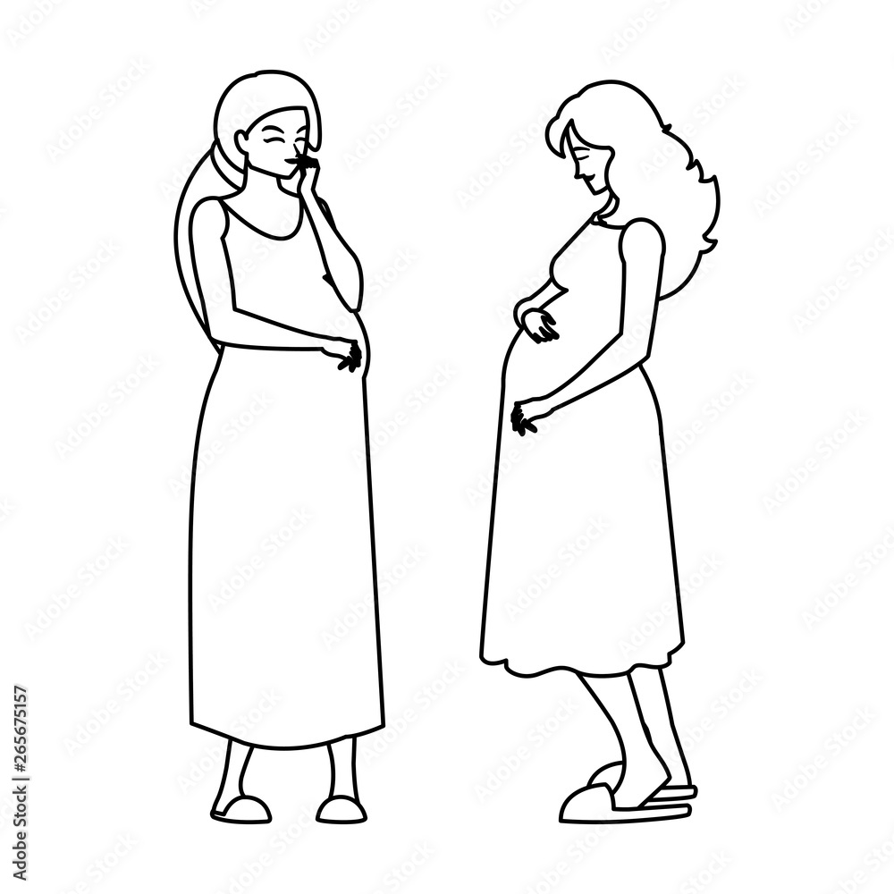 couple of beautiful pregnancy women characters couple of beautiful pregnancy women characters