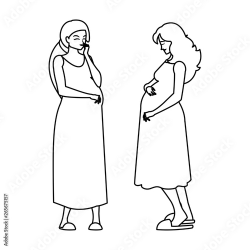 couple of beautiful pregnancy women characters