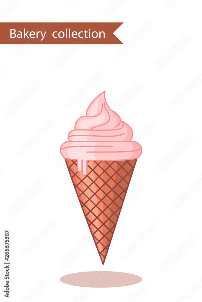 Bakery collection. Colored icon ice cream. In trendy flat style isolated on white background. Bakery collection. Colored icon ice cream. In trendy flat style isolated on white background.