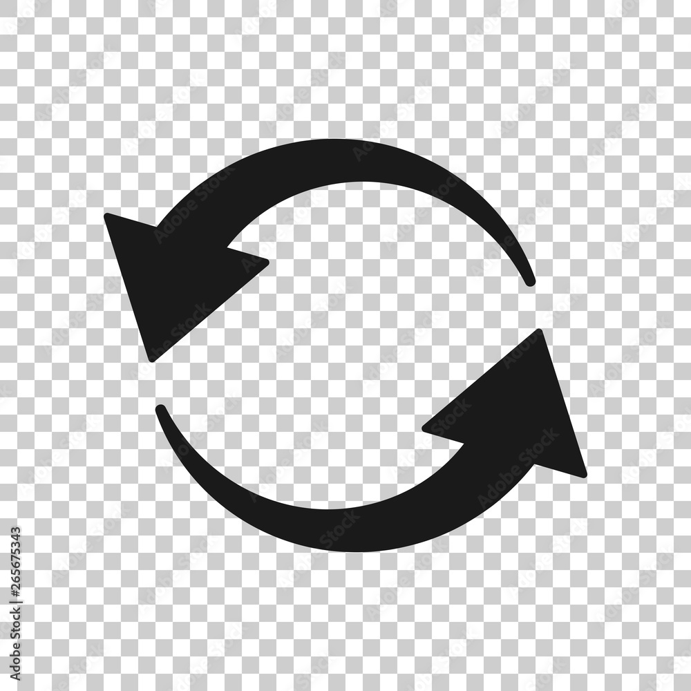Arrow rotation icon in transparent style. Sync action vector