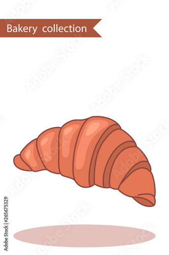 Bakery collection. Colored icon bagel, croissant. In trendy flat style isolated on white background.