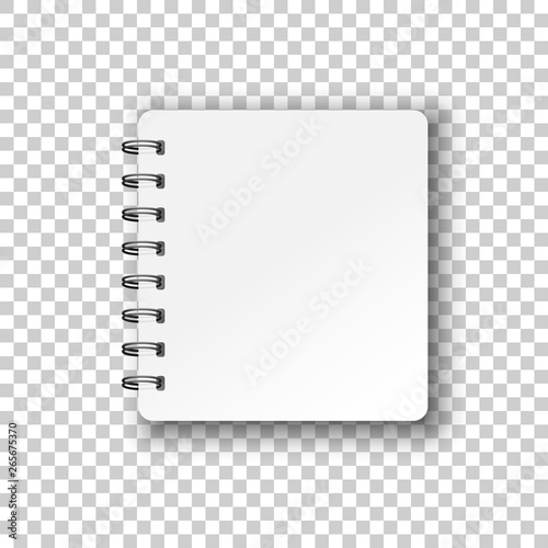 Blank mock up notepad icon in transparent style. Spiral notebook document vector illustration on isolated background. Diary paper page template business concept.