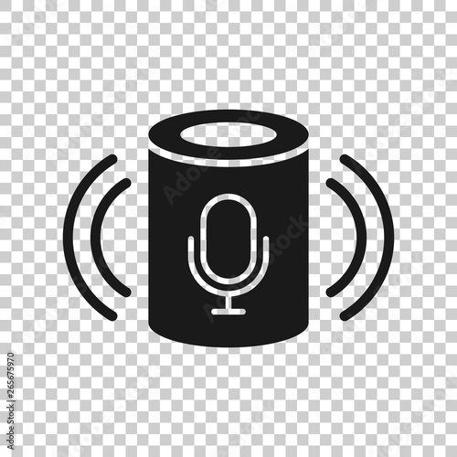 Voice assistant icon in transparent style. Smart home assist vector illustration on isolated background. Command center business concept.