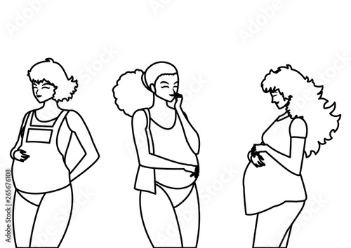 group of beautiful pregnancy women characters