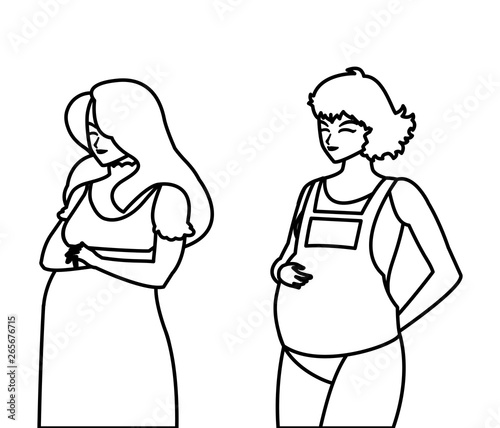 couple of beautiful pregnancy women characters