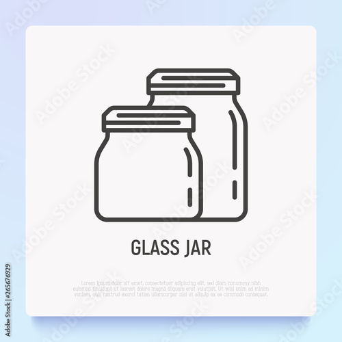 Glass jar thin line icon. Modern vector illustration of kitchen utensil.