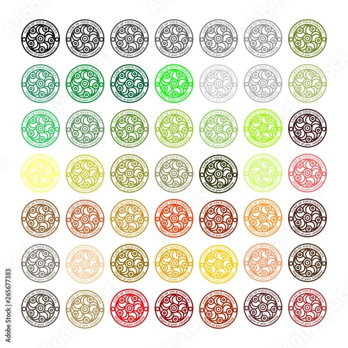 Round logotypes of oriental theme in different colors set 1