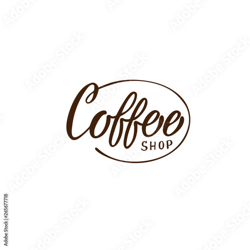 Hand drawn coffee shop logo. Simple and stylish badge. Vector format.