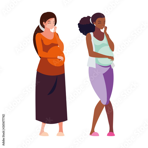 interracial couple of pregnancy women characters
