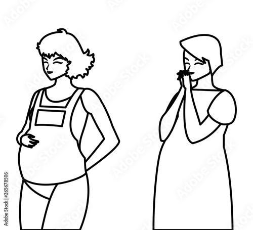 couple of beautiful pregnancy women characters