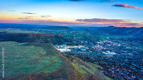 Drone Colorful Sunset of Denver, Colorado from Golden