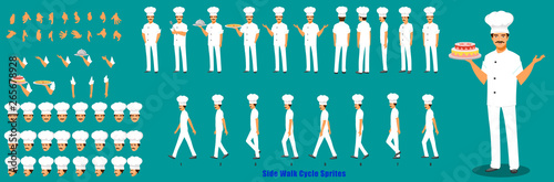 Chef Character Model sheet with Walk cycle Animation Sequence 