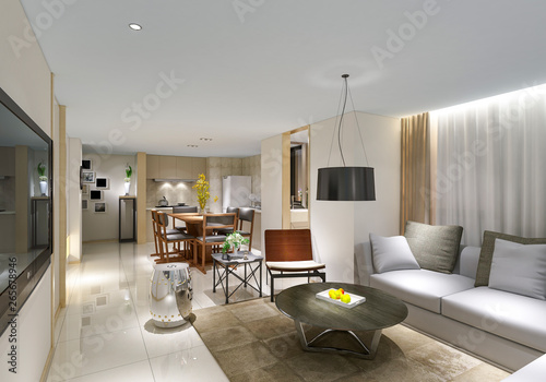 Fototapeta Naklejka Na Ścianę i Meble -  3d render of modern living room