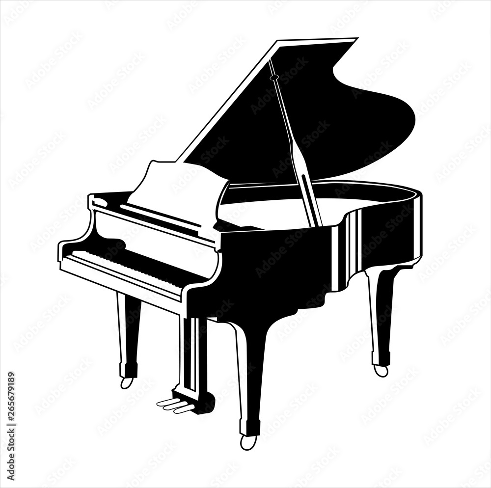 Vector silhouette of grand piano Stock Vector | Adobe Stock