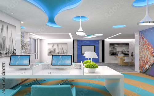 3d render of modern working space