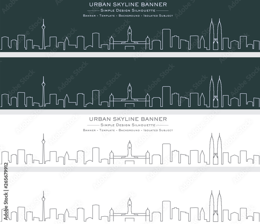 Naklejka premium Kuala Lumpur Single Line Skyline Banner