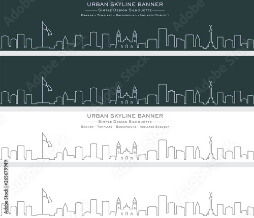 Mexico Single Line Skyline Banner