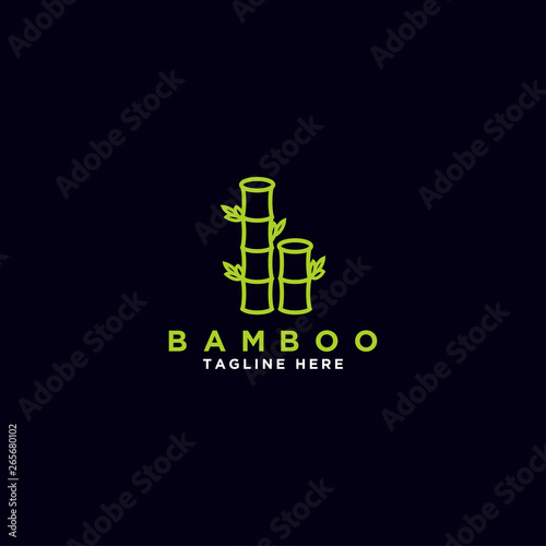 The logo, label, or symbol of the vector, hand-drawn green bamboo plants. The concepts for spa and beauty salons, Asian massage, cosmetic packages, furniture materials. - Vector