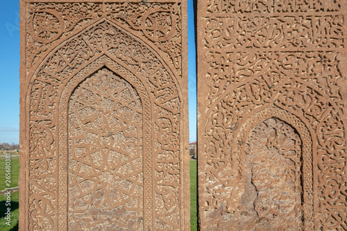 The Tombstones of Ahlat are famous for their dimension and design.The cemetery remains from Selcuklu era and recorded in Unesco World Heritage list. photo