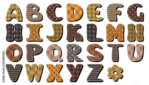 different texture scrapbook alphabet on white background