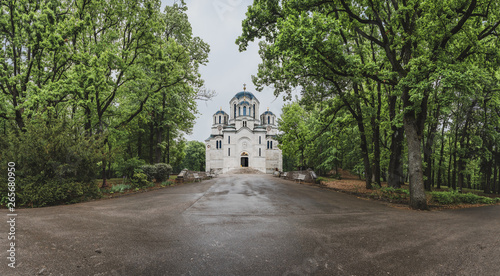 the old Orthodox church is surrounded by forests