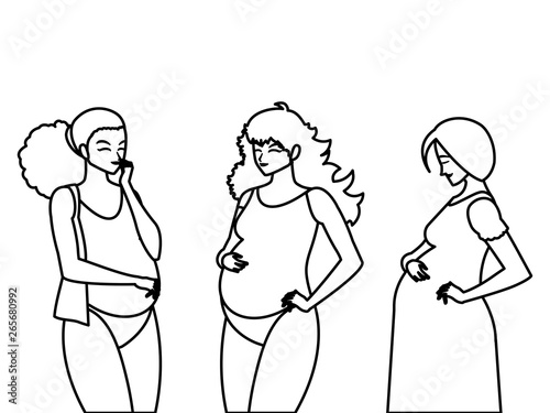 group of beautiful pregnancy women characters