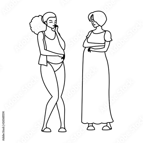 couple of beautiful pregnancy women characters