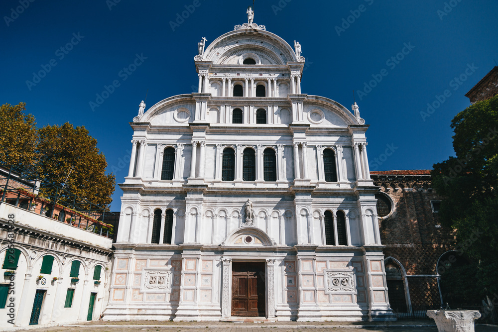 The Church of San Zaccaria, Chiesa di San Zaccaria on the blue sky background in Venice, Italy