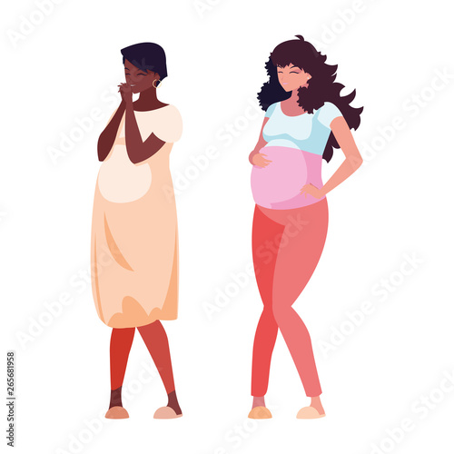 interracial couple of pregnancy women characters