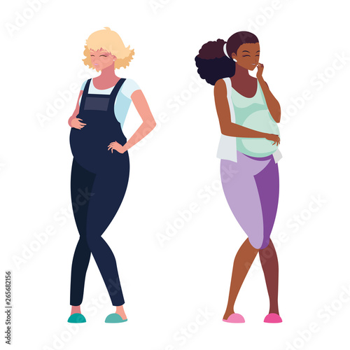 interracial couple of pregnancy women characters