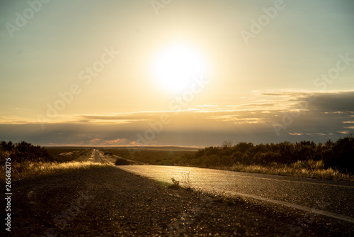 Sunset on the road