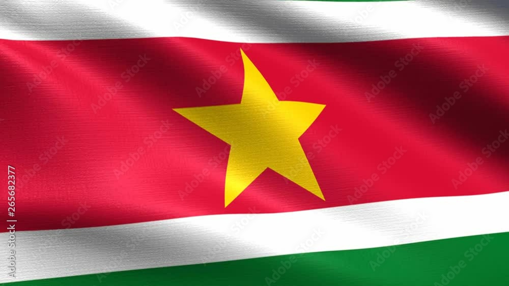 Realistic flag of Suriname, Seamless looping with highly detailed fabric texture, 4k resolution Realistic flag of Suriname, Seamless looping with highly detailed fabric texture, 4k resolution
