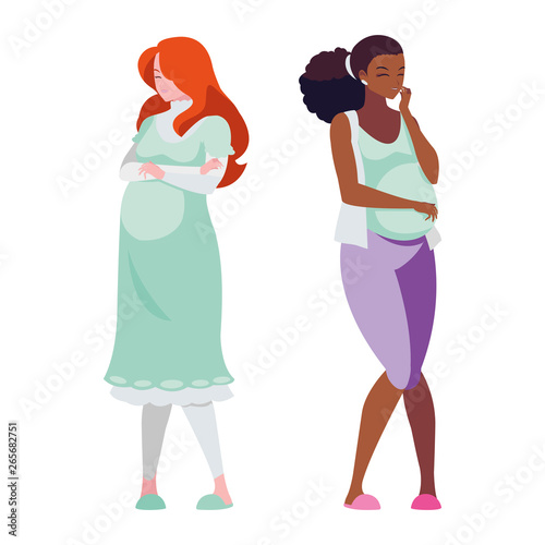 interracial couple of pregnancy women characters