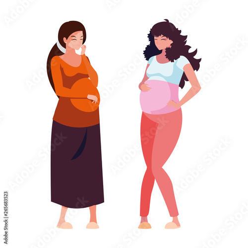 couple of beautiful pregnancy women characters