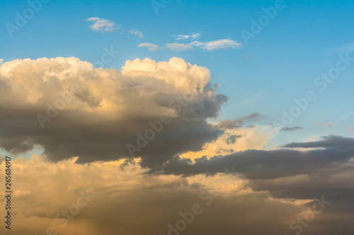 blue sky with orange clouds, nature abstract background
